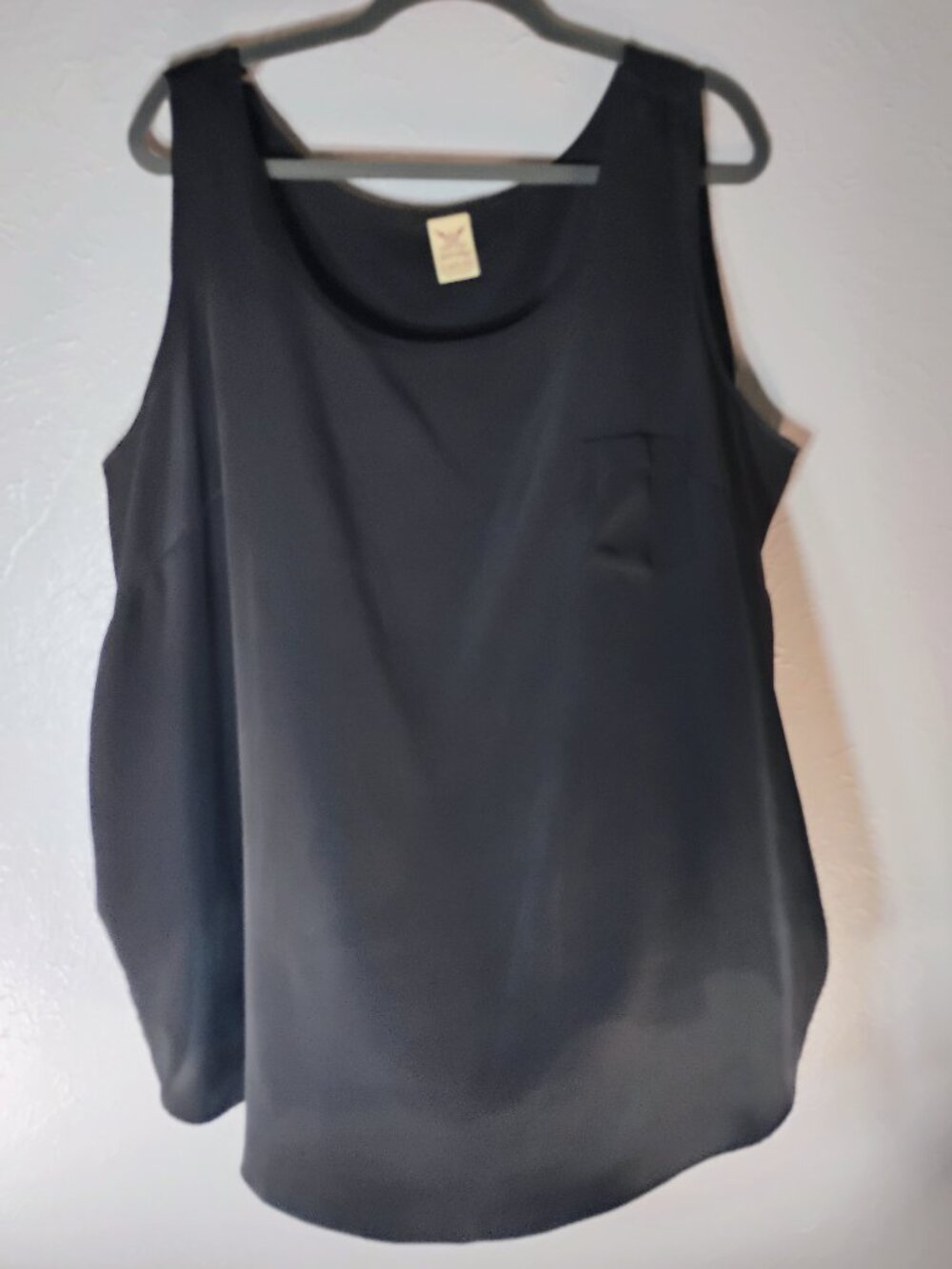 Faded Glory Black Flowey Pocket Tank Round Neck Loose Fit Size 3x Women's